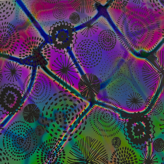 Cosmic Blooms etched dichroic glass