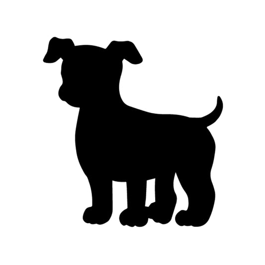 Precut glass shape of a cute puppy in black/