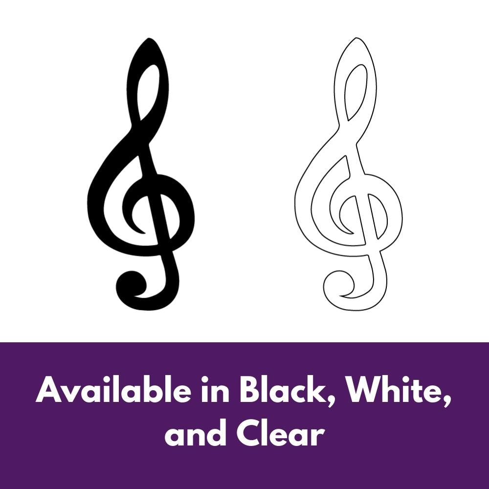 Precut glass shape of a treble clef in alternate colours.