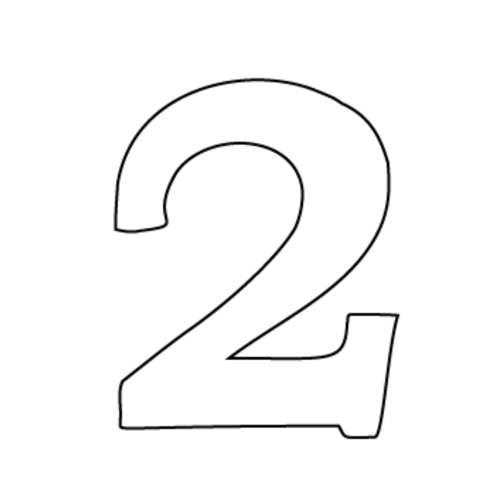 Precut Number 2 in White COE 96 Oceanside Glass in Bookman Old Style Font