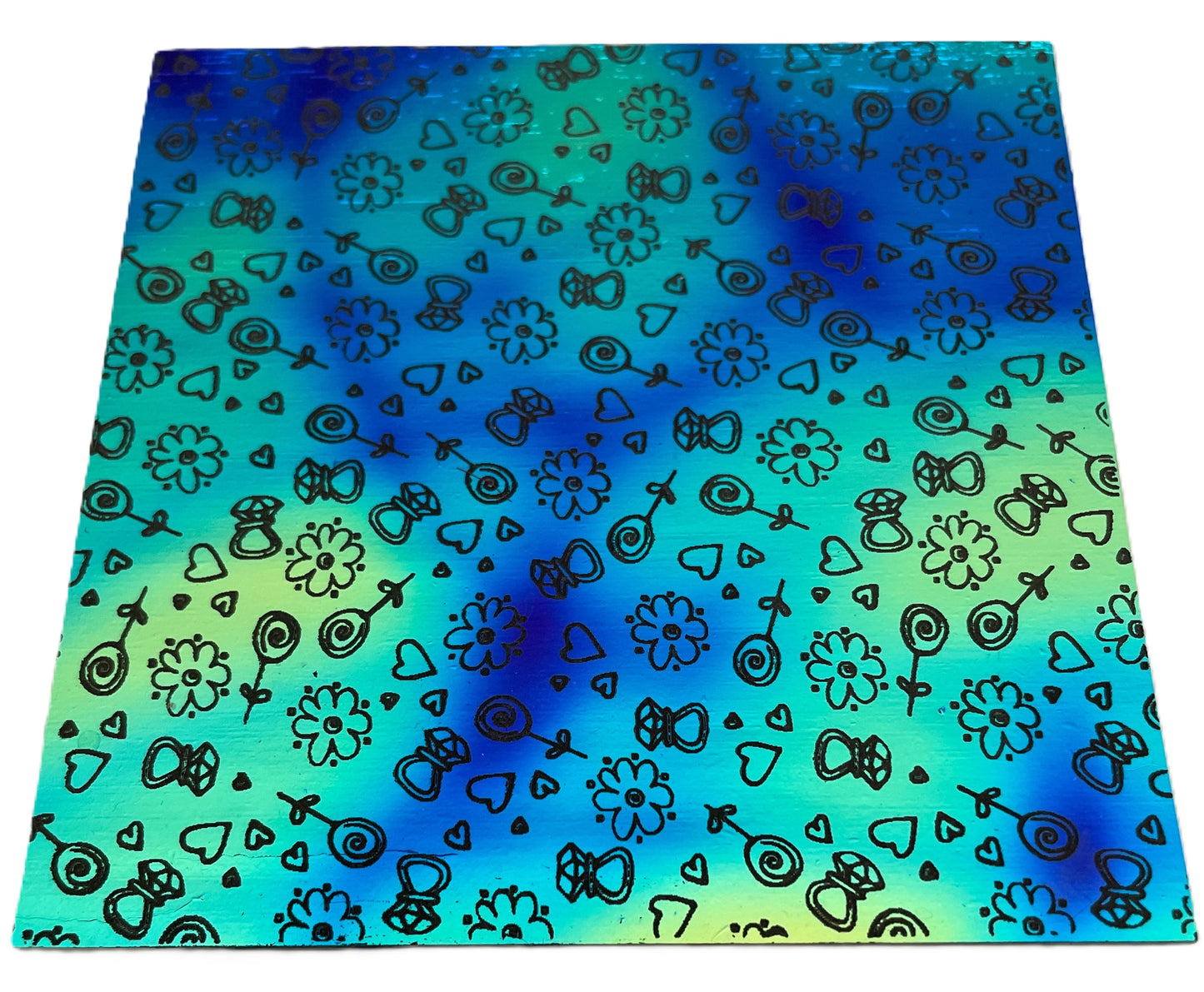 love and blooms etched dichro glass