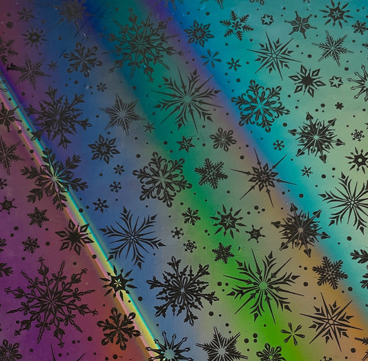 Snowflake Etched Dichroic Glass